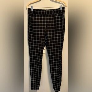 Old Navy Women’s High Rise Pixie Pants 8 Tall Smooth Pocket Plaid Black/White